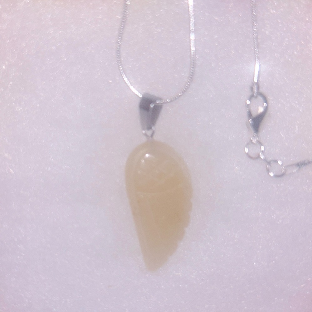 Boho hippie Citrine Angel Wing Sterling Silver Necklace 16”